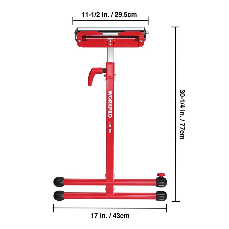 WORKPRO Folding Roller Stand Height Adjustable, Heavy Duty 250 LB Load Capacity, Outfeed Woodworking (Upgraded head) - Image 3