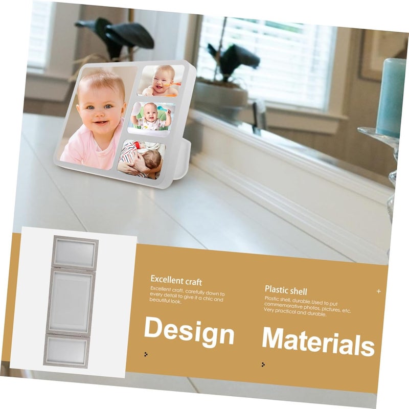 4-photo Collage Frame with Desktop Stand, Plastic Home Decorative Memorial Picture Display for Office and Living Room - Image 4