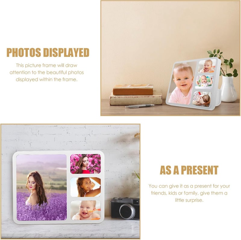 4-photo Collage Frame with Desktop Stand, Plastic Home Decorative Memorial Picture Display for Office and Living Room - Image 3