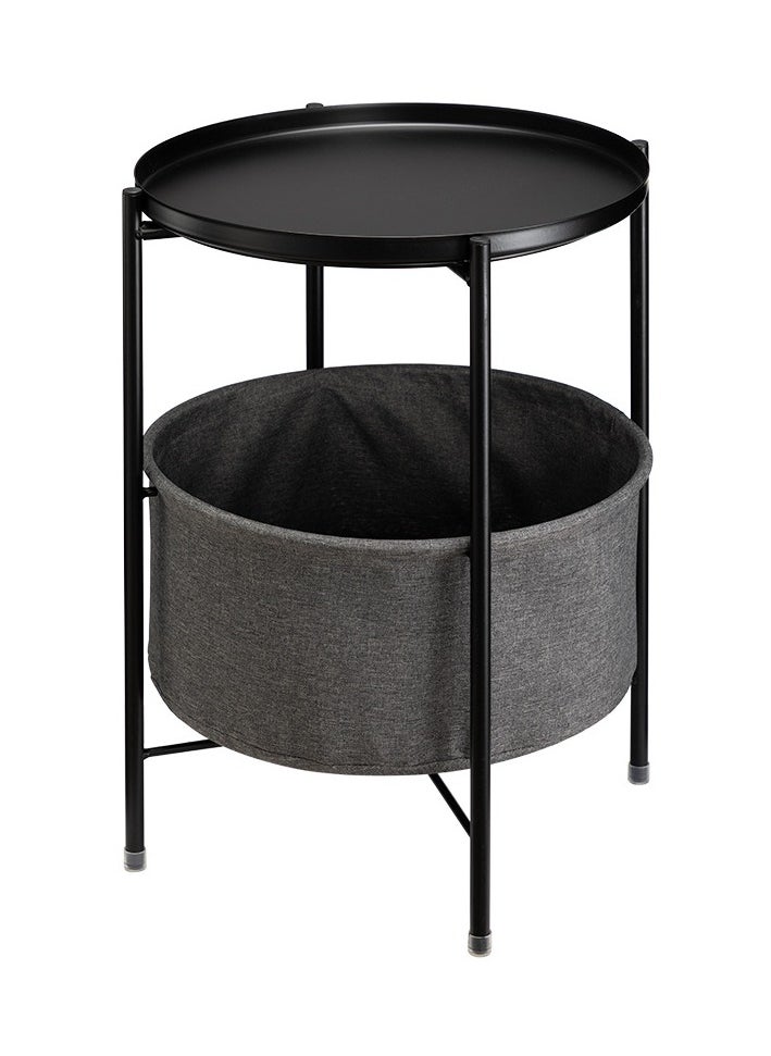 Generic - Coffee Round Table,  Round Sofa Side Table, Tray End Table, Metal Nightstand, Bedside End Table with Detachable Tray and Storage Basket, Round Storage End Table,for Bedroom Living Room and Office - Image 1