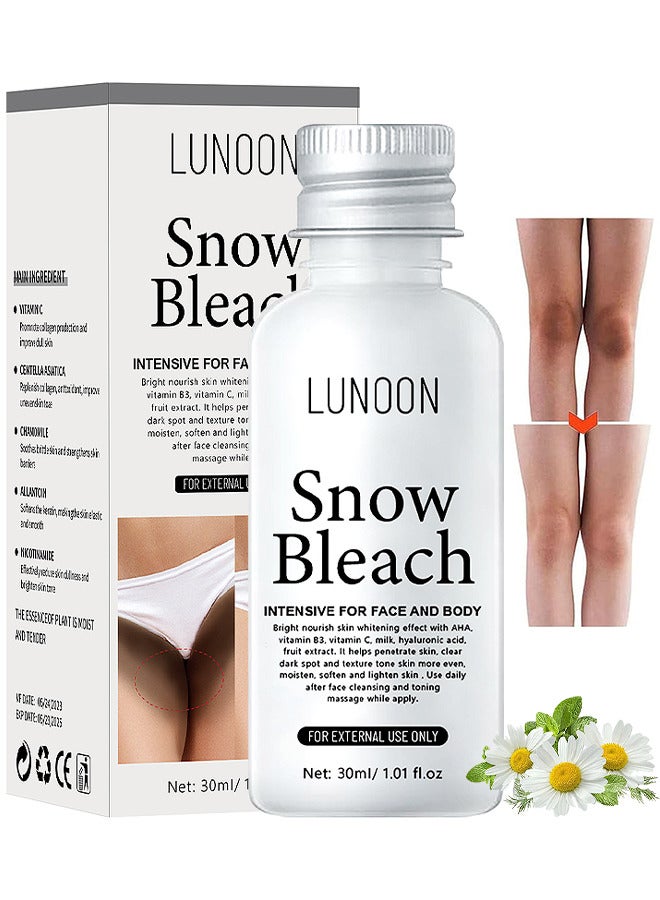 LUNOON Snow Bleach Cream For Private Part Underarm Whitening Dark Spot Corrector Cream Face And Body Skin Lightening Bleaching Cream For Intimate Areas Brightening 30ML - Image 1