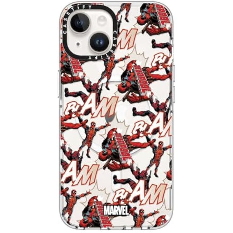 Casetify Clear iPhone 14 Case 【Deadpool & Wolverine Co-Lab/Not Yellowing / 6.6ft Drop Protection/Magsafe】 - Deadpool Pattern Case - Clear - Image 1