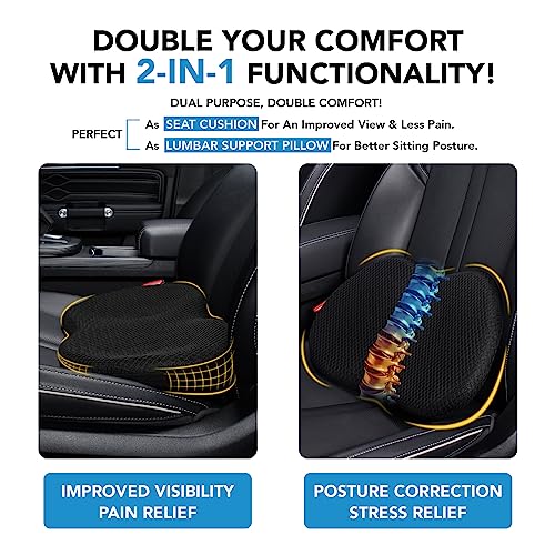 kingphenix Wedge Car Seat Cushion: Memory Foam Truck Seat Cushion for Car Seat Driver - Sciatica and Back Pain Relief - Enhancing Driving Comfort -Black - Image 2