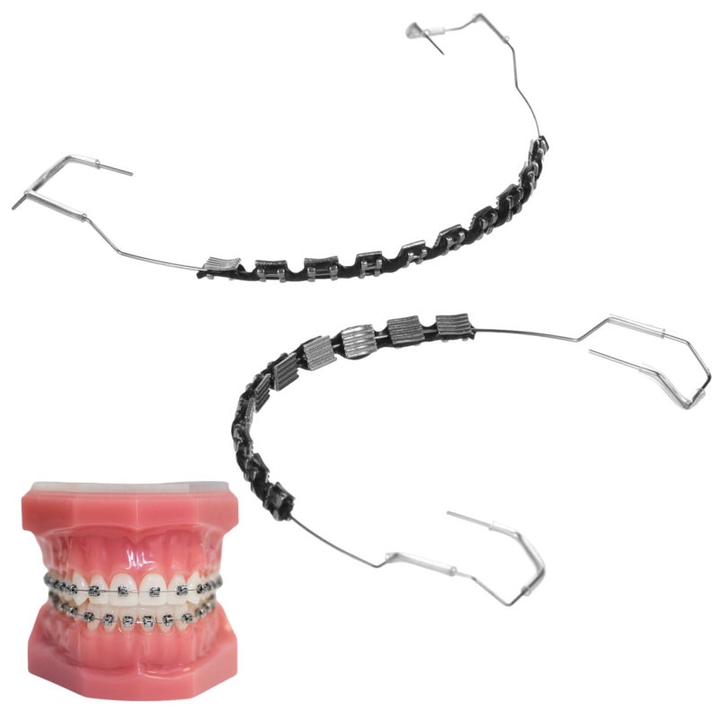 Temporary Fake Braces Kit Metal Wire Brackets and Orthodontic Ligatures for Dental Students Fashionable Black Braces for Teeth Ideal for Practice and Classroom Demonstration