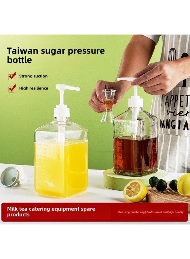 Sugar Pressure Bottle 10cc15cc Special Glass Fructose Pressure Bottle For Milk Tea Shop Hand Pressure Syrup Bottle Quantitative Pressure Head Commercial-Color:8cc 1600ml Plastic Bottle Set  - Image 2