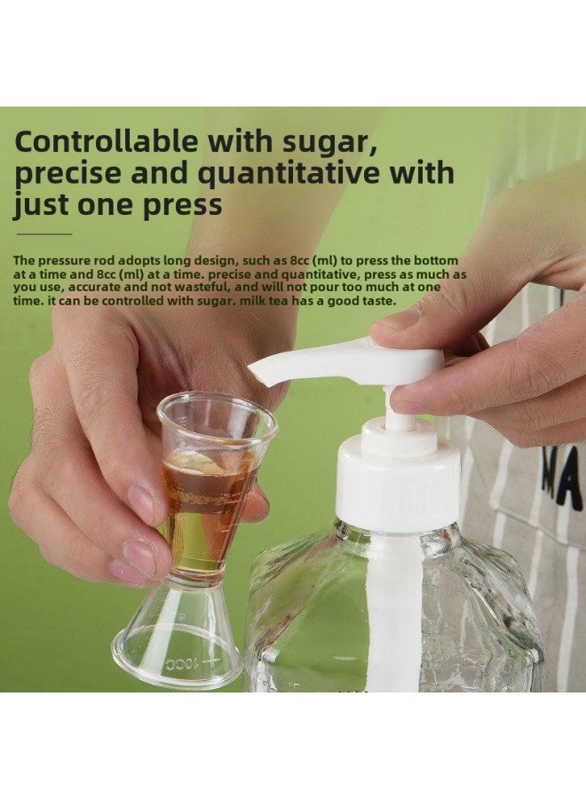 Sugar Pressure Bottle 10cc15cc Special Glass Fructose Pressure Bottle For Milk Tea Shop Hand Pressure Syrup Bottle Quantitative Pressure Head Commercial-Color:8cc 1600ml Plastic Bottle Set  - Image 4