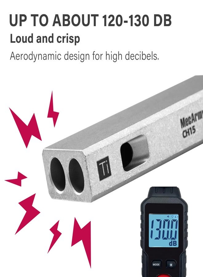 MecArmy CH15 Titanium Whistle with Dual-Tone Design and Keychain Ring - Loud and Reliable Survival Whistle for Emergency, Outdoor, Sports and More - Image 2