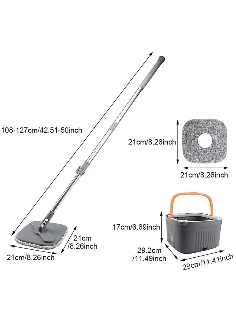 TIGER Spin Mop and Bucket Set with Adjustable Stainless Steel Handle, Self-Wringing 360° Rotating Square Mop-Head – Easy to Use, High Efficiency, for Deep Cleaning Floors, Tiles, and More - Image 5