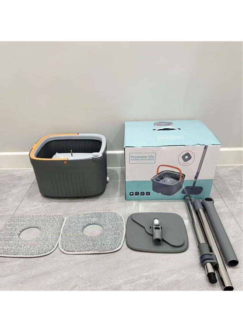 TIGER Spin Mop and Bucket Set with Adjustable Stainless Steel Handle, Self-Wringing 360° Rotating Square Mop-Head – Easy to Use, High Efficiency, for Deep Cleaning Floors, Tiles, and More - Image 4