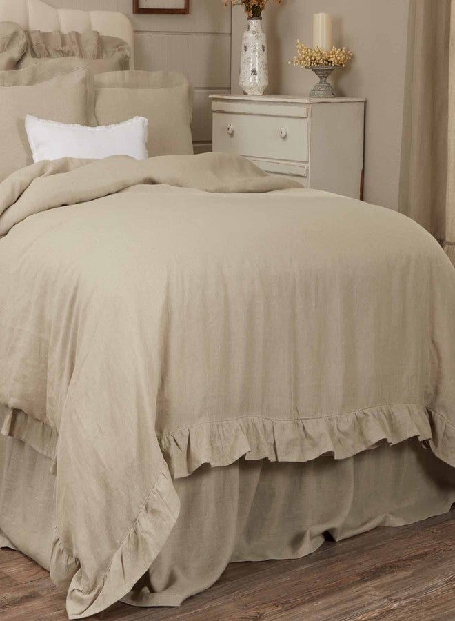 Piper Classics Provincial Linen Natural Beige King Ruffled Bed Skirt with 21" Drop and Split Corners, 100% Linen Dust Ruffle - Image 5