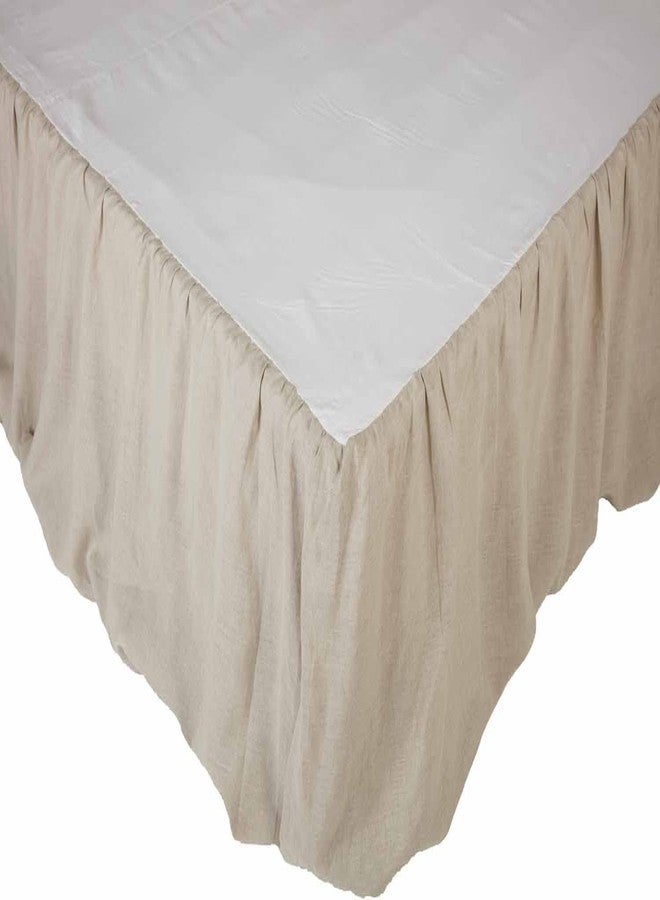 Piper Classics Provincial Linen Natural Beige King Ruffled Bed Skirt with 21" Drop and Split Corners, 100% Linen Dust Ruffle - Image 3