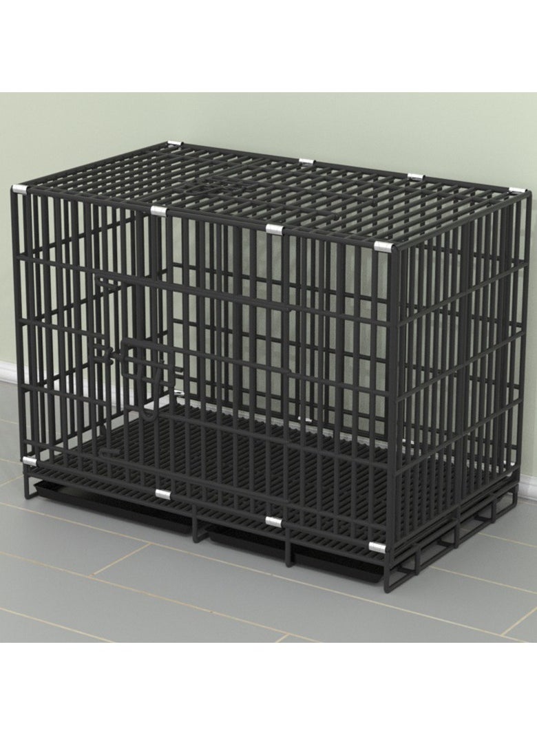 xozgdovg Dog Puppy Cage Small 50*37*40CM Black Folding 2 Door Crate With Non-Chew Metal Tray  - Image 2