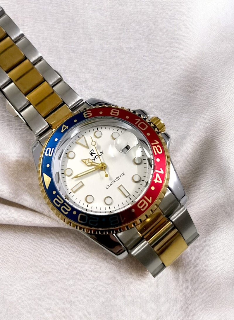 Rivoly Men's Stainless Steel Analog Quartz Date Display Watch Easy to Read Fashion Design Waterproof Luxury Classic Big Face Wrist Watch - Image 2