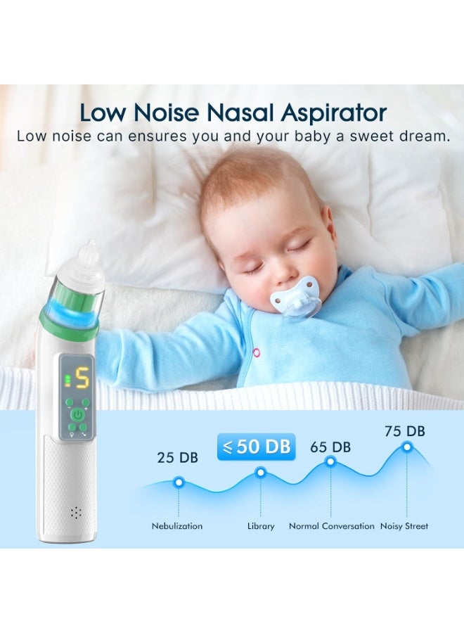 general Electric Nasal Aspirator for Baby, Nose Aspirator for Toddlers, Waterproof Baby Nose Sucker, Nose Cleaner with 3 Silicone Tips, Adjustable Suction Level, Music and Light Soothing Function - Image 4