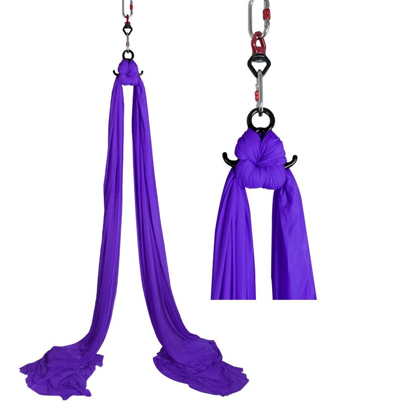 Aerial Silks Starter Kit Durable 11Yards of Aerial Yoga Hammock with Hardware Aerial Swing for Acrobatic Flying Yoga All Levels Aerial Rigging Point Up to 14ft