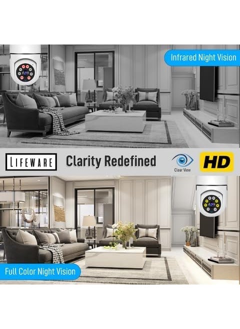 RJ RJ Bulb Camera - Indoor Camera with Motion Detection, WiFi Camera, Live-Stream & Recording - 360 Camera, 2 Way Audio, Indoor Security Camera, Pet Camera - Baby Camera Monitor  - Image 3