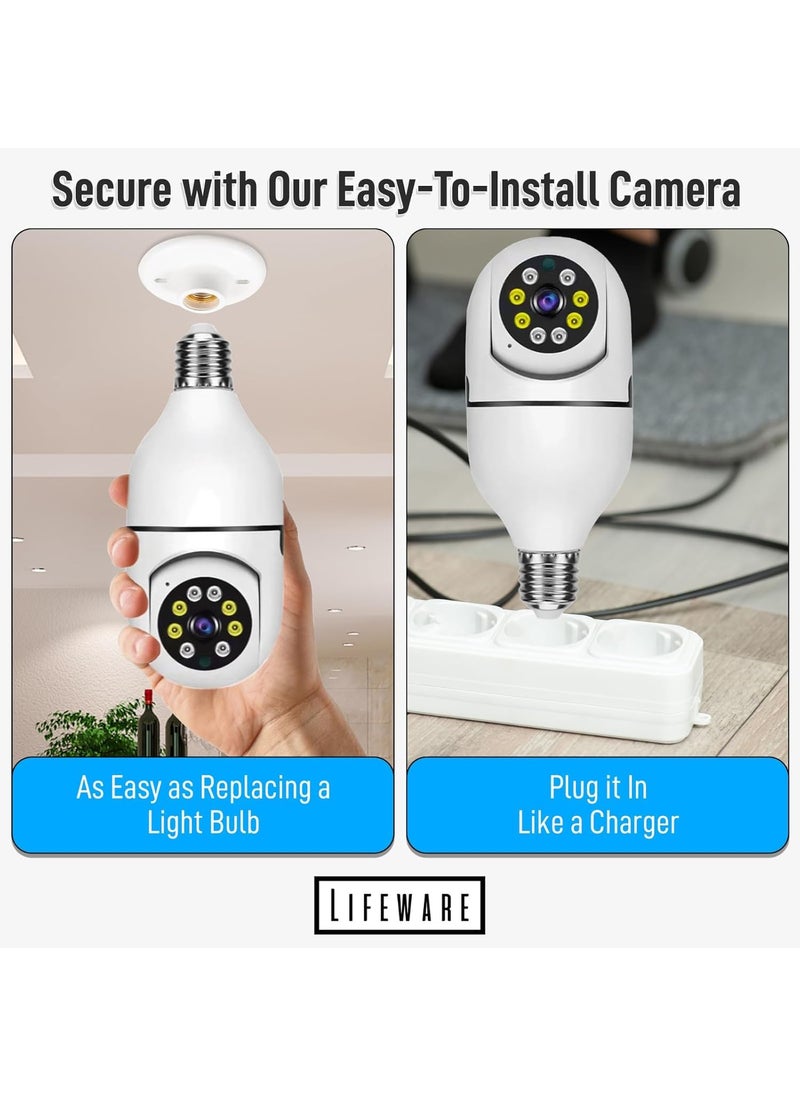 RJ RJ Bulb Camera - Indoor Camera with Motion Detection, WiFi Camera, Live-Stream & Recording - 360 Camera, 2 Way Audio, Indoor Security Camera, Pet Camera - Baby Camera Monitor  - Image 2