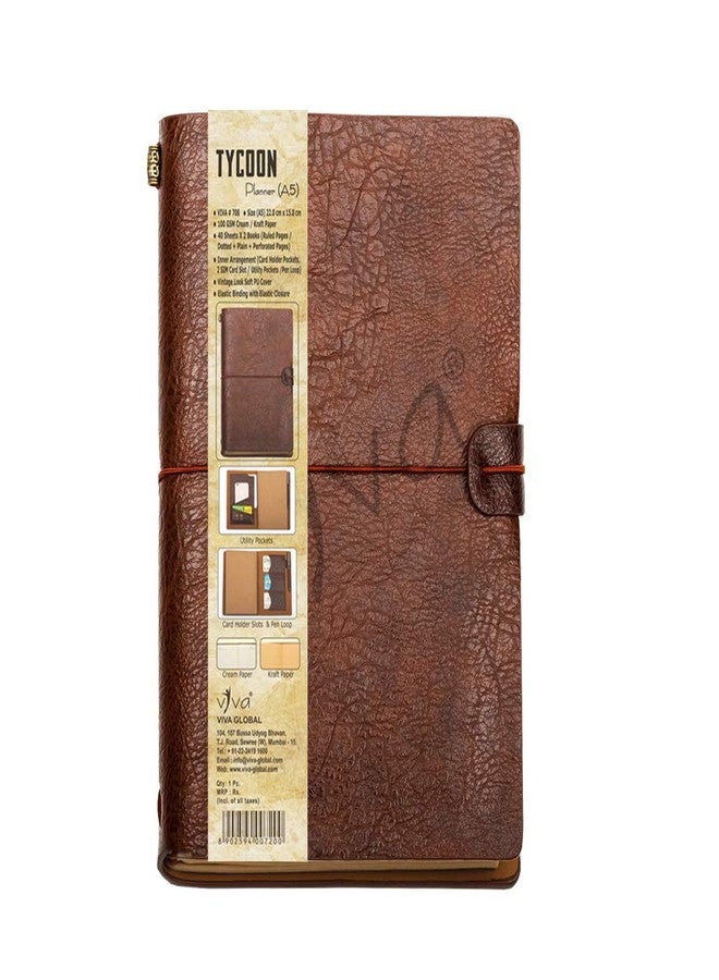 Viva Tycoon Premium Planner A5 Notebook 40 Sheets X 2 Books Includes Ruled+Plain+Dotted and Perforated Pages (TAN) - Image 3