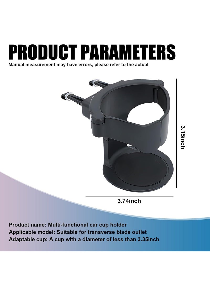Cup Holder Expander for Car, Plastic Cup Holders, Car Cup Holder Expander with Adjustable Base, Cup Holder for Car, Adjustable Cup Holder for Car Air Vents (Black) - Image 2
