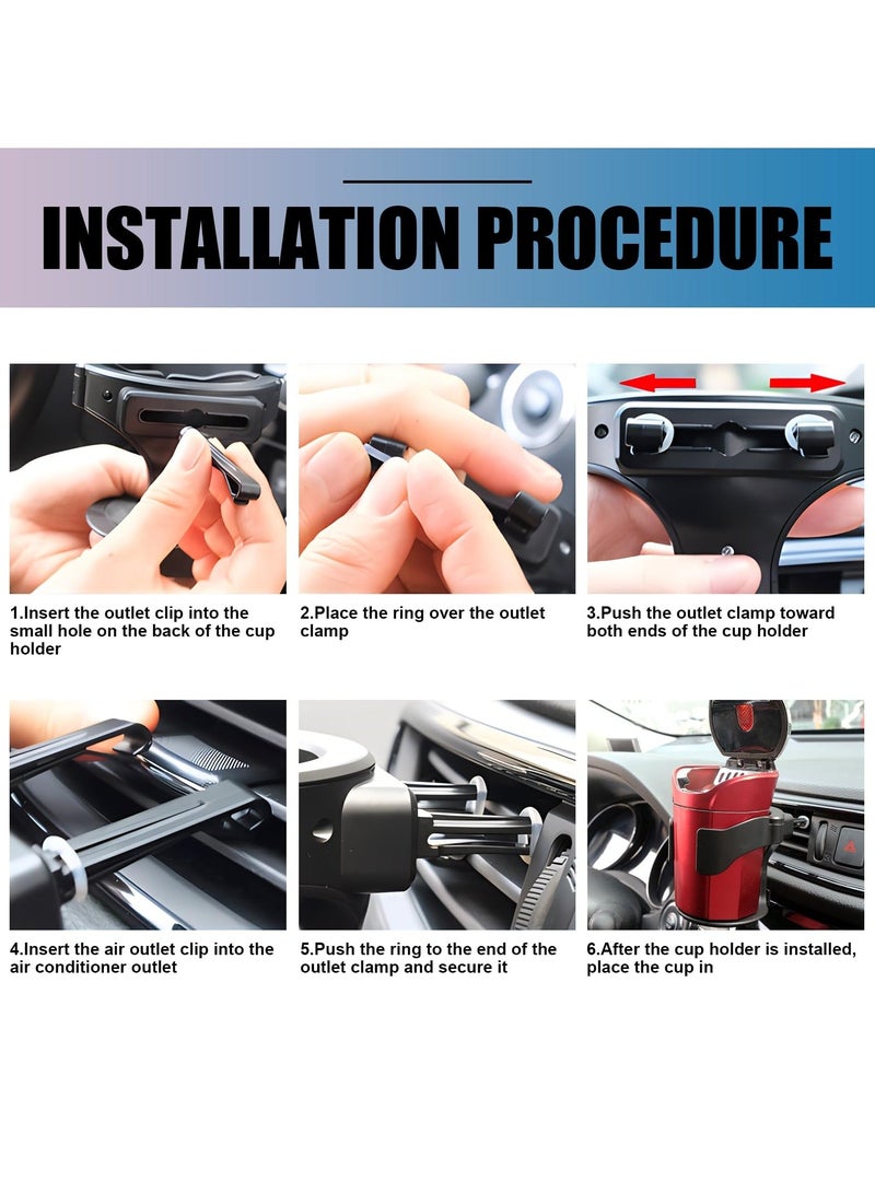 Cup Holder Expander for Car, Plastic Cup Holders, Car Cup Holder Expander with Adjustable Base, Cup Holder for Car, Adjustable Cup Holder for Car Air Vents (Black) - Image 4