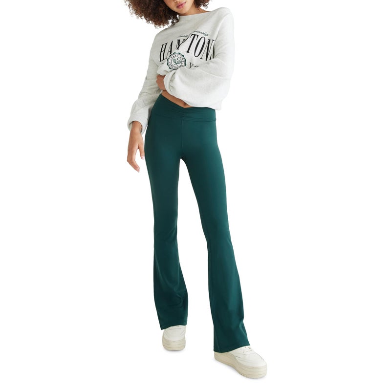 Aeropostale Airsoft High-Rise Cinched Flare Legging, Ponderosa Pine, Small - Image 1