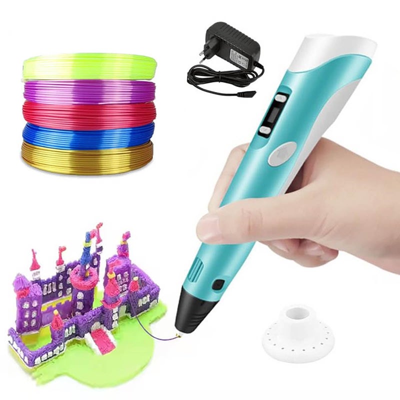 Mummy Please 【with Adaptor】| 3D Printing Pen with LCD Display【10 Metre Each 3 Filaments Extra】【Pack of 1】 (3D Pen Adaptor with 10 Metre Each Filaments Extra) - Image 1