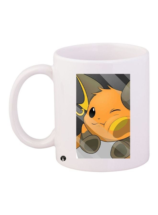 Raichu Printed Coffee Mug White/Orange/Grey 11ounce