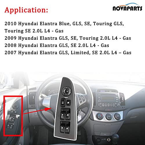 NOVAPARTS مجموعة مفتاح النافذة الكهربائية الرئيسية NOVAPARTS لهيونداي إيلانtra 2007 2008 2009 2010 93570-2H110-7U 93570-2H110 DWS1186 1S15820 - Image 2