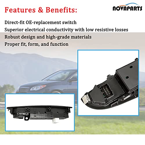 NOVAPARTS مجموعة مفتاح النافذة الكهربائية الرئيسية NOVAPARTS لهيونداي إيلانtra 2007 2008 2009 2010 93570-2H110-7U 93570-2H110 DWS1186 1S15820 - Image 4