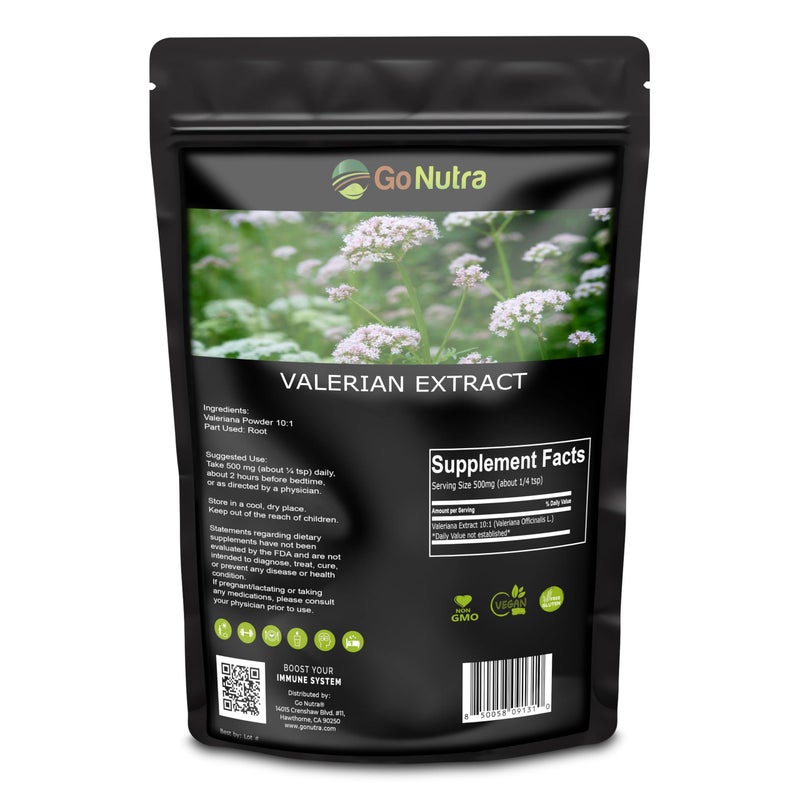 Go Nutra Valerian Root Extract Powder 101 Extra Strength Valeriana Officinalis Herbal Valerian Root Powder No Fillers Vegan NonGMO GlutenFree 8 oz