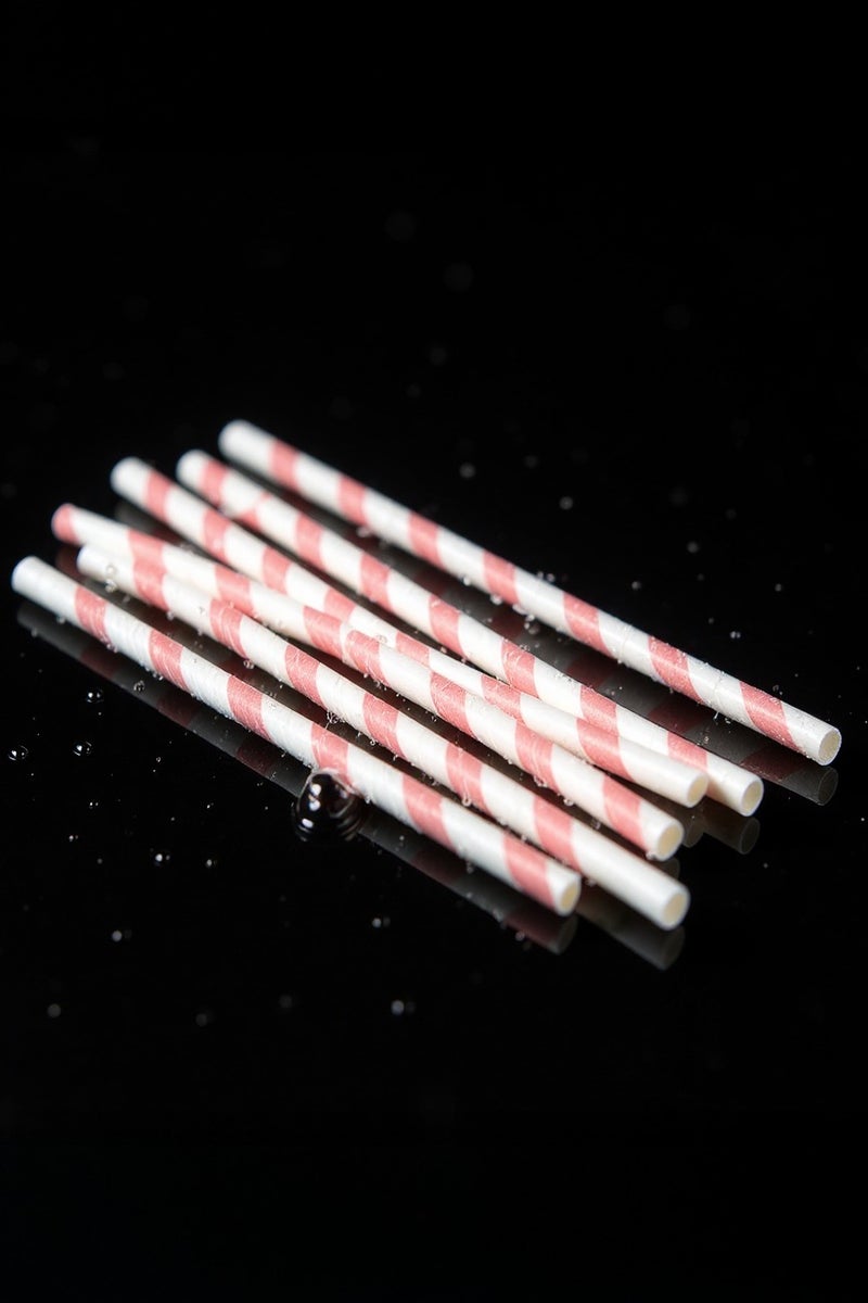 BarPros Eco-Friendly Paper Drinking Straws, Matte Pink & White Striped, Rigid Non-Flexible, 6mm Diameter x 195mm Length, Pack of 250 - Image 2