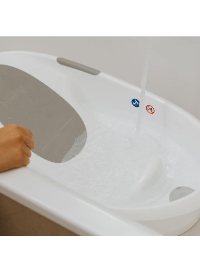 Nuby Baby Bath Tub, Newborn and Infant Bathing Tub with Ergonomic Support Design, Comfortable Baby Bath Seat and Easy Drain System, White - Image 5