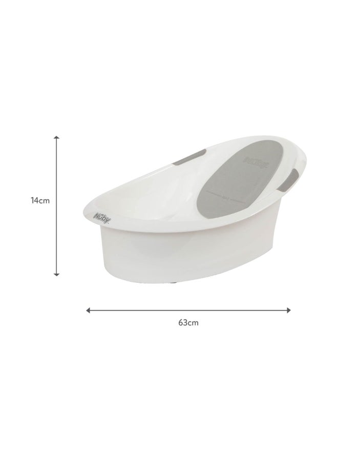 Nuby Baby Bath Tub, Newborn and Infant Bathing Tub with Ergonomic Support Design, Comfortable Baby Bath Seat and Easy Drain System, White - Image 2