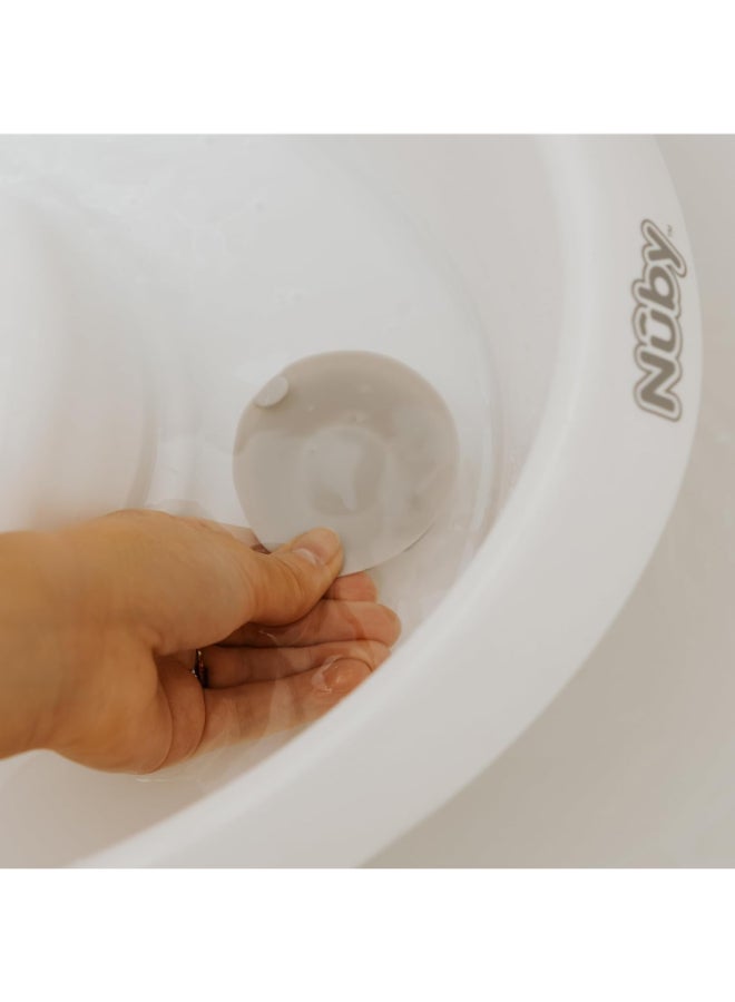 Nuby Baby Bath Tub, Newborn and Infant Bathing Tub with Ergonomic Support Design, Comfortable Baby Bath Seat and Easy Drain System, White - Image 4