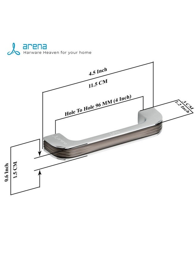 أرينا مقبض خزانة أرينا الزنكي (10 قطع) مقاس 4 بوصات، بلونين رمادي وكروم، مقبض سحب خزانة لجميع أنواع خزائن المطبخ والأبواب والأثاث الخشبي ومقبض الأدراج ومقابض سحب الخزانة - Image 2