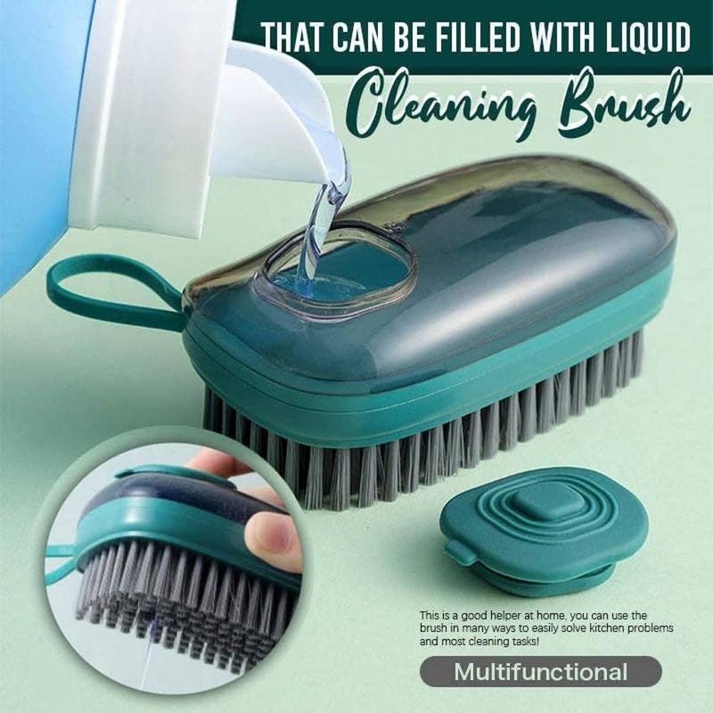 Leeonz Leeonz Automatic Liquid Addition Shoe Cleaning Brush, Fillable Laundry Brush Kitchen Shoes Press Add Liquid, Household Dishwashing Brush Soft-Haired Laundry Cleaning Brush (Green) - Image 2