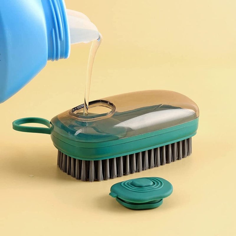 Leeonz Leeonz Automatic Liquid Addition Shoe Cleaning Brush, Fillable Laundry Brush Kitchen Shoes Press Add Liquid, Household Dishwashing Brush Soft-Haired Laundry Cleaning Brush (Green) - Image 1