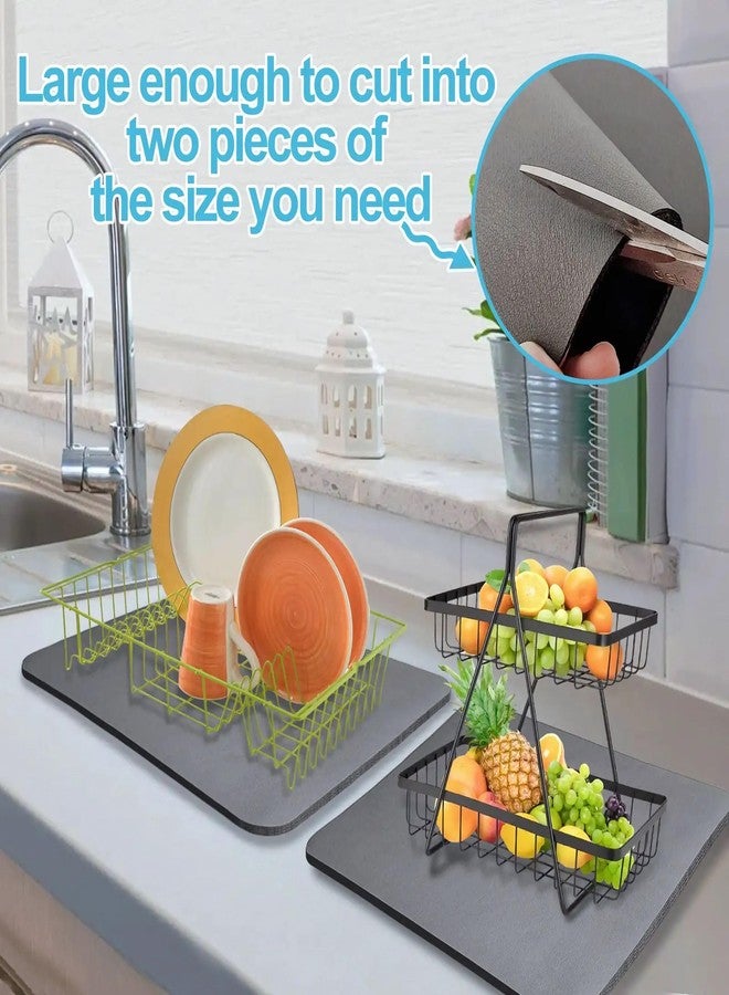 Hian Quick-Dry Absorbent Dish Drying Mat | 50×40 CM Kitchen Placemat with Non-Slip Rubber Backing, Super Draining & Durable for Dishes, Utensils & Glasses | Easy to Clean | Grey | Pack of 1 - Image 5