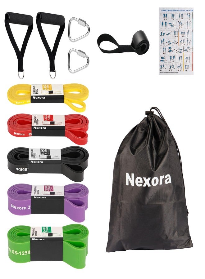 Nexora Resistance Bands Set, 5 Pack 8-125 lbs Natural Rubber Exercise Bands with Door Anchor Soft Handles Storage Bag, Heavy Duty Workout Bands for Men Women Home Gym Yoga Pilates Physical Therapy - Image 1