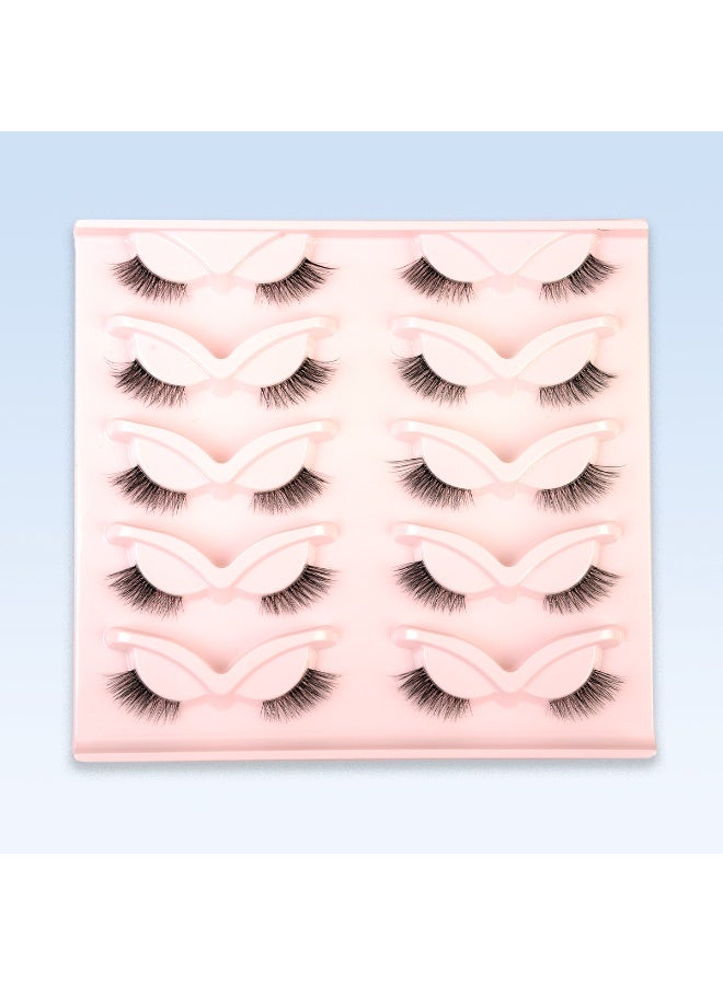 بيوتي بوكس 10 أزواج من الرموش الاصطناعية، رموش مزيفة متعددة الطبقات متقاطعة، رموش نصف عين قطة ذات مظهر طبيعي رموش نصف عين قطة رقيقة منفوشة من المينك الصناعي - Image 1