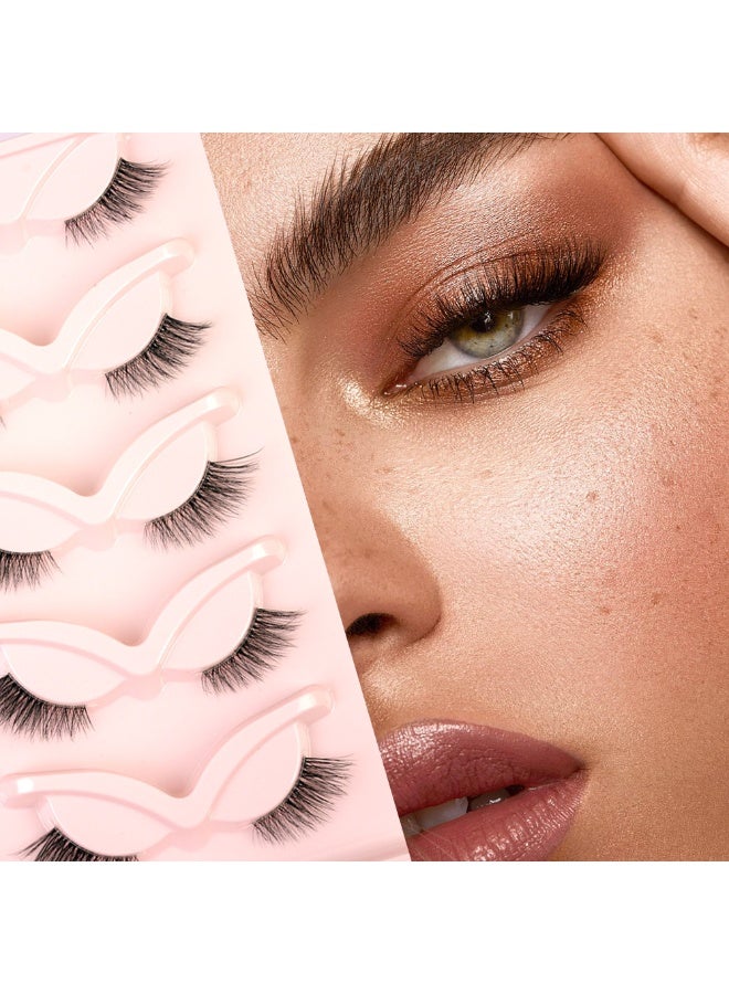 بيوتي بوكس 10 أزواج من الرموش الاصطناعية، رموش مزيفة متعددة الطبقات متقاطعة، رموش نصف عين قطة ذات مظهر طبيعي رموش نصف عين قطة رقيقة منفوشة من المينك الصناعي - Image 2