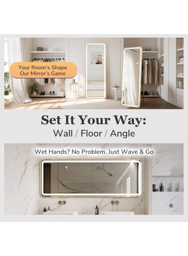 Y&D Full Length Mirror with Lights 160 x 50 cm LED Floor Standing Rectangular Mirror Adjustable Brightness & Color Modern Style for Living Room - Image 3