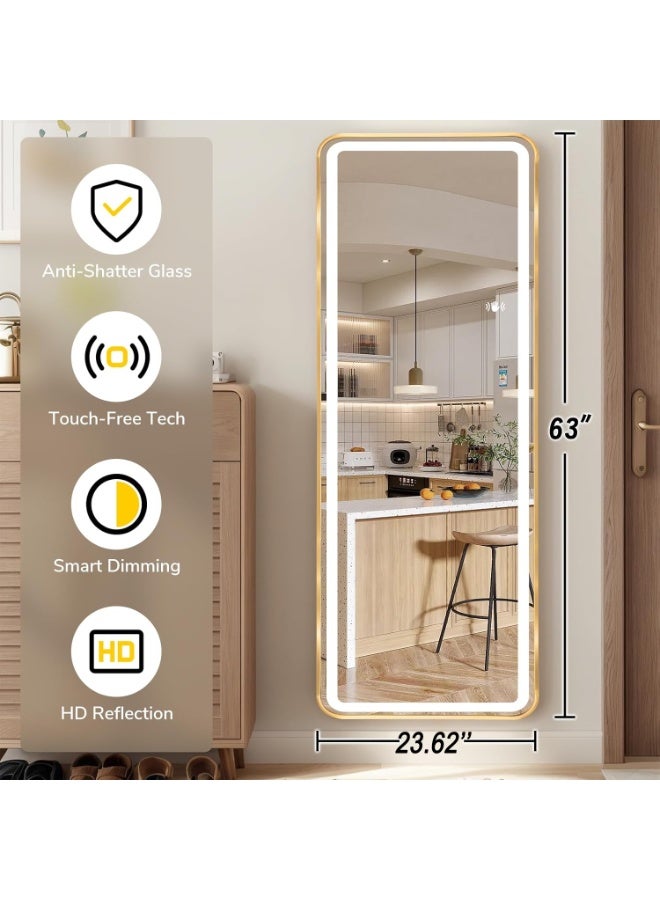 Y&D Full Length Mirror with Lights 160 x 50 cm LED Floor Standing Rectangular Mirror Adjustable Brightness & Color Modern Style for Living Room - Image 2