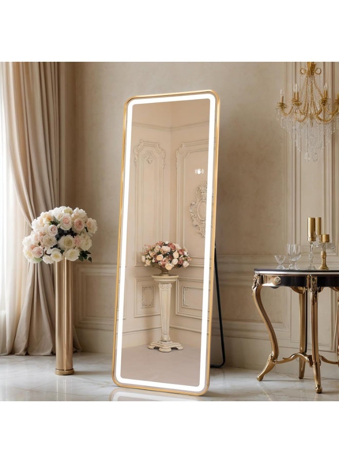 Y&D Full Length Mirror with Lights 160 x 50 cm LED Floor Standing Rectangular Mirror Adjustable Brightness & Color Modern Style for Living Room - Image 5