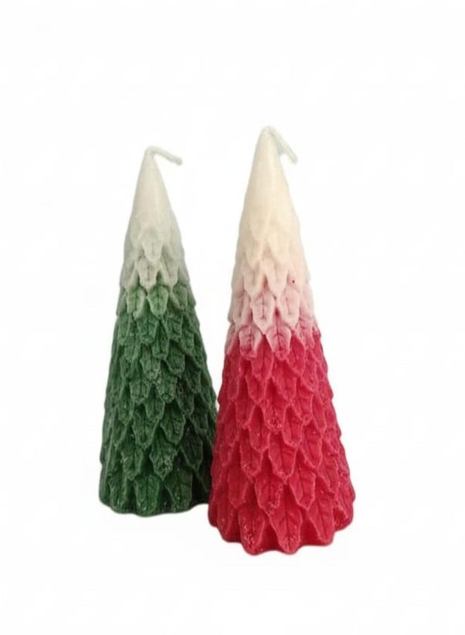 StylizShades مجموعة شموع شجرة عيد الميلاد من ستايلز شيدز، عبوتان بلونين - شموع شمعية معطرة على شكل شجرة ثلجية باللونين الأخضر والأحمر لتزيين العطلات وتقديمها كهدية - Image 3