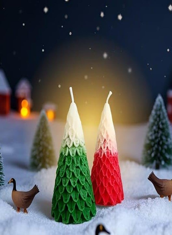 StylizShades مجموعة شموع شجرة عيد الميلاد من ستايلز شيدز، عبوتان بلونين - شموع شمعية معطرة على شكل شجرة ثلجية باللونين الأخضر والأحمر لتزيين العطلات وتقديمها كهدية - Image 4