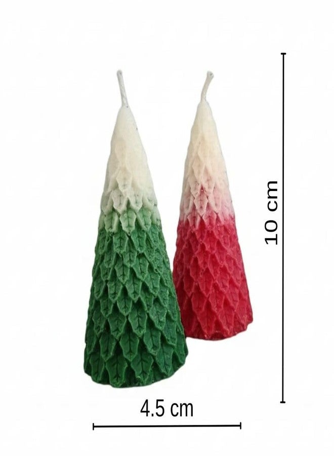 StylizShades مجموعة شموع شجرة عيد الميلاد من ستايلز شيدز، عبوتان بلونين - شموع شمعية معطرة على شكل شجرة ثلجية باللونين الأخضر والأحمر لتزيين العطلات وتقديمها كهدية - Image 2