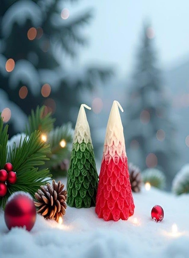 StylizShades مجموعة شموع شجرة عيد الميلاد من ستايلز شيدز، عبوتان بلونين - شموع شمعية معطرة على شكل شجرة ثلجية باللونين الأخضر والأحمر لتزيين العطلات وتقديمها كهدية - Image 5