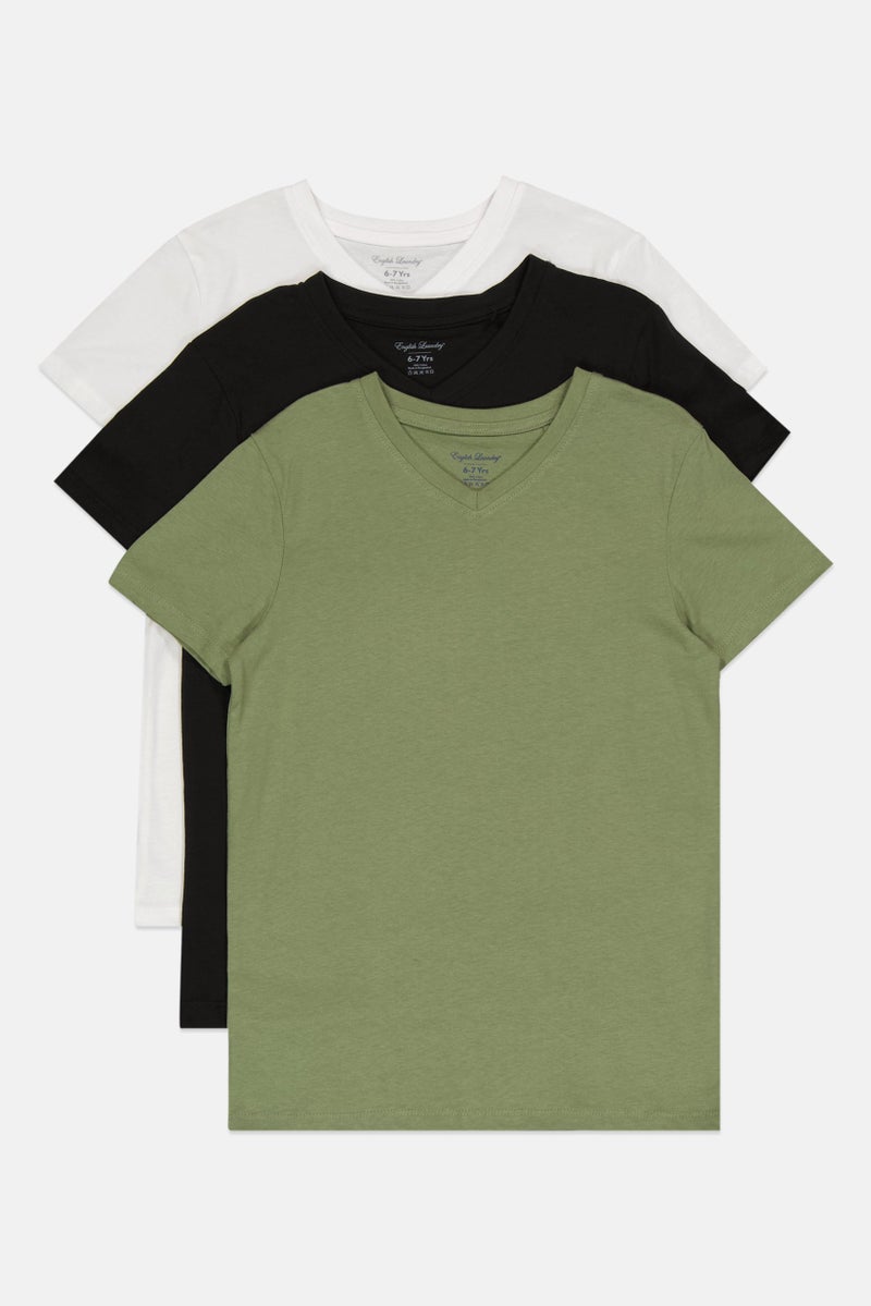 English Laundry Kids Boy 3 Pcs V-Neck Short Sleeves Solid T-Shirt, Multicolor - Image 1
