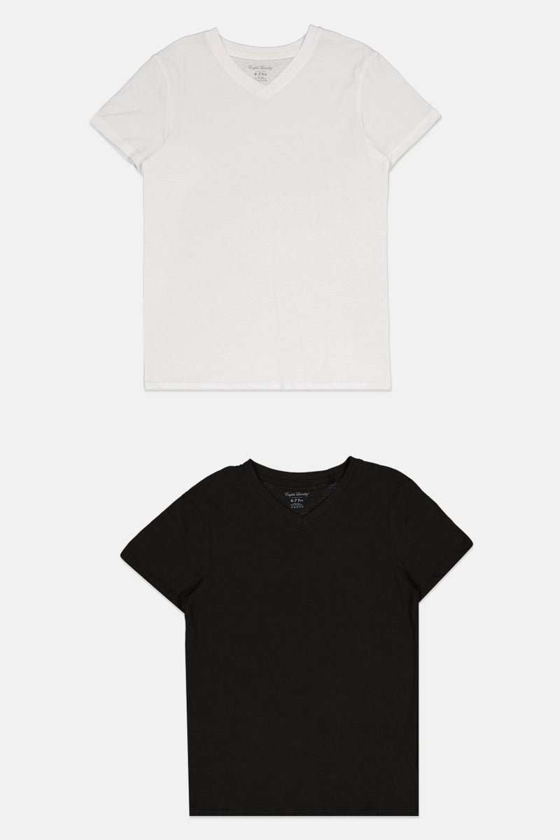 English Laundry Kids Boy 3 Pcs V-Neck Short Sleeves Solid T-Shirt, Multicolor - Image 2